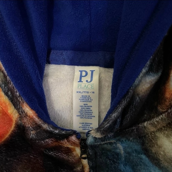Boys Size 16 Fleece Pajamas Lot of 2 One Piece Blue Space & Food Print - Picture 2 of 7